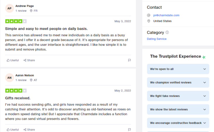 Here you can see a couple charmdate success stories. Next one can be yours.