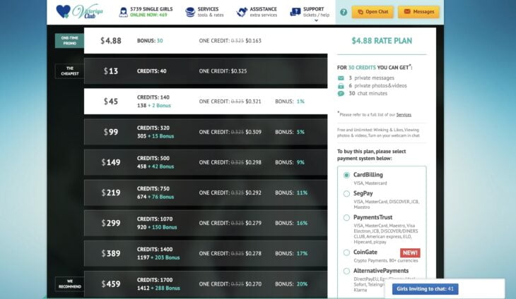 All package prices on the VictoriyaClub site