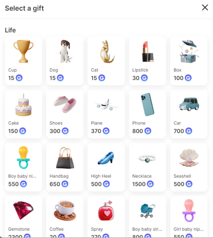 GoChatty virtual gifts